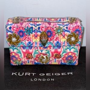 KURT GEIGER Matthew Williamson Pink Floral💗💙💜Medium Embellished Shoulder Bag